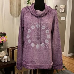 Sun Phase Cowl Neck Purple Stonewash Sweatshirt, size Large